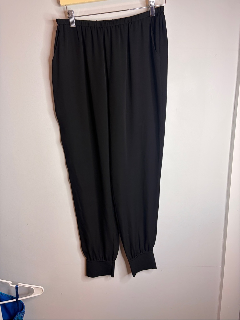 Theory Silk Black Elastic Waist Jogger Pants Medium